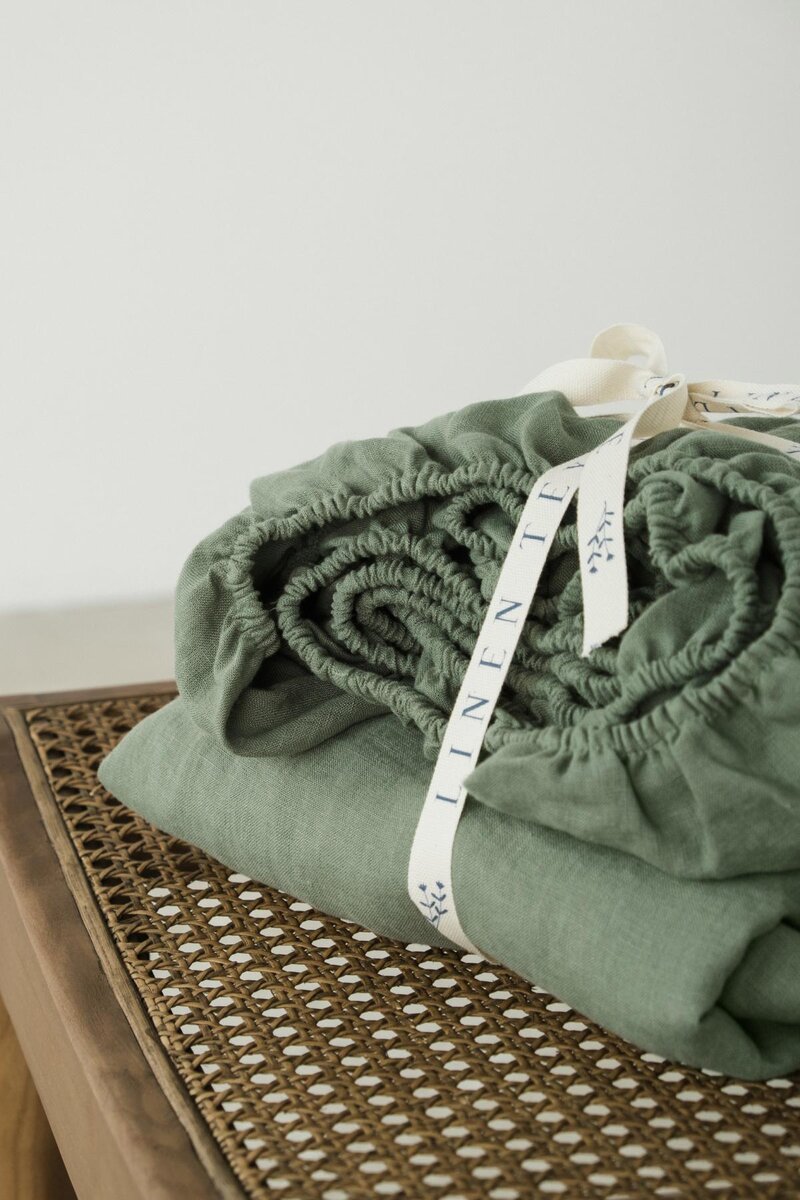 Льняная простыня на резинке, бренд Linen Texture