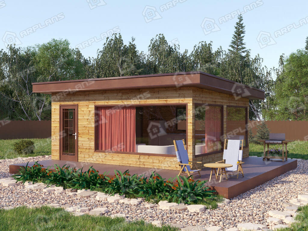 Фото одноэтажного каркасного дома.  Источник arplans.ru Проект И-036