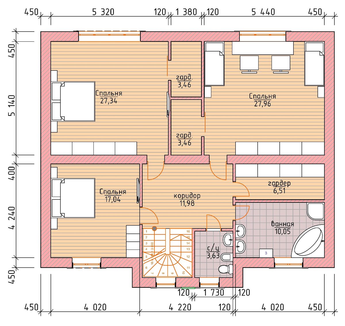 Двухэтажный кирпичный дом 12 х 13 м. площадью 230 м² (планы + фасады с подробными размерами) ??