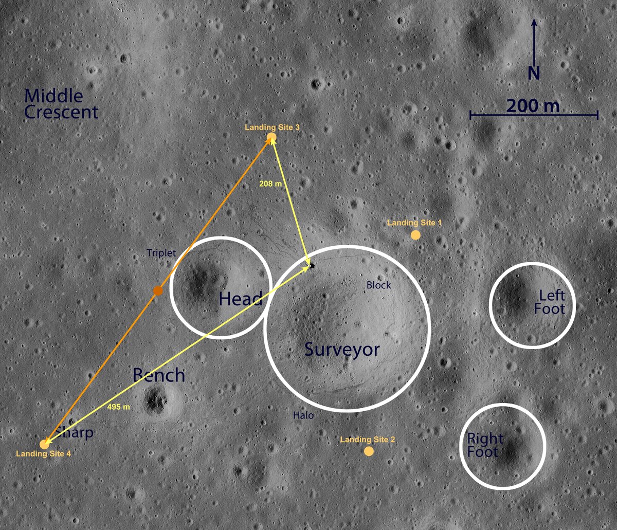 Карта высадок на луну