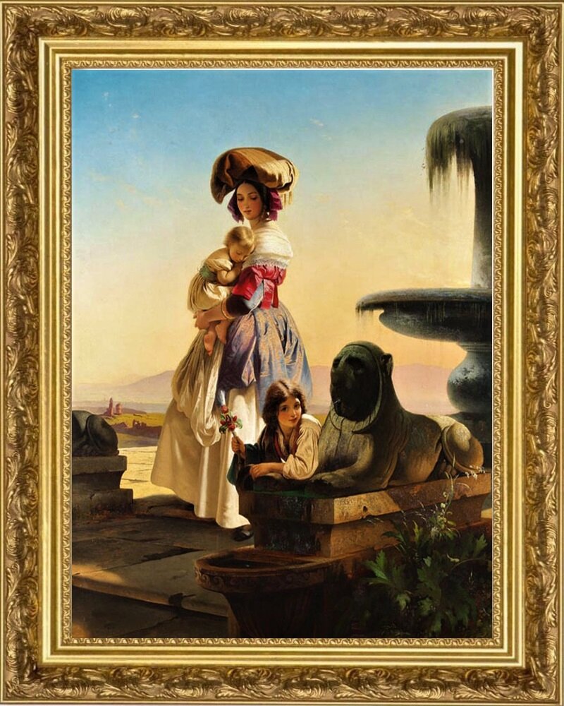 «Молодая мать с детьми на прогулке», 1843, холст, масло, ГТГ, Москва