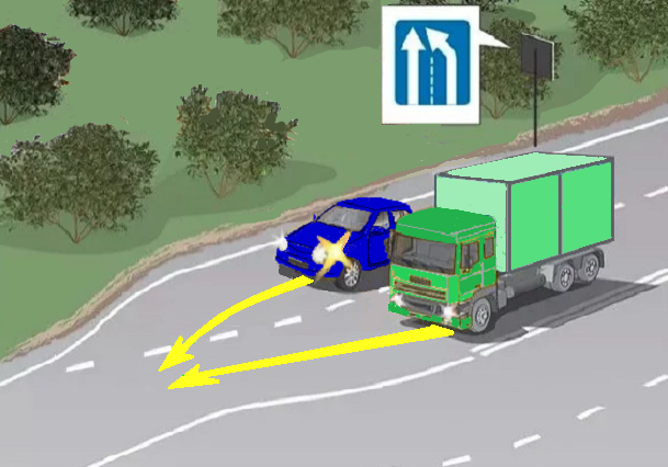 Кому обязан уступить дорогу водитель синего легкового автомобиля в показанной ситуации