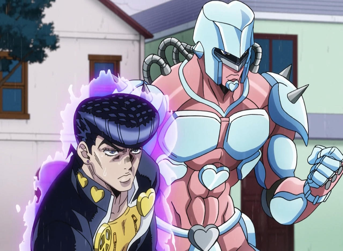 Crazy diamond jojo. Джоске Хигашиката стенд. Джоджо Джоске Crazy Diamond. Джо Джо Джоске со стендом. Джоджо Несокрушимый Алмаз Джоске стенд.