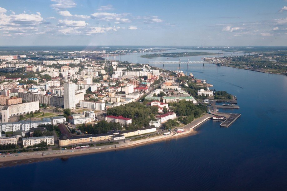 Архангельск с высоты самолётного полёта