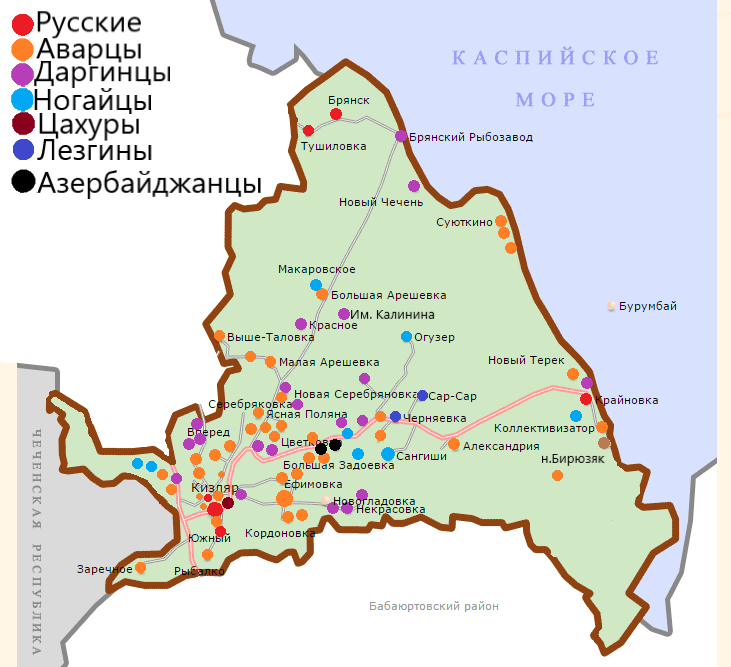 Карта бабаюртовского района с населенными пунктами подробная