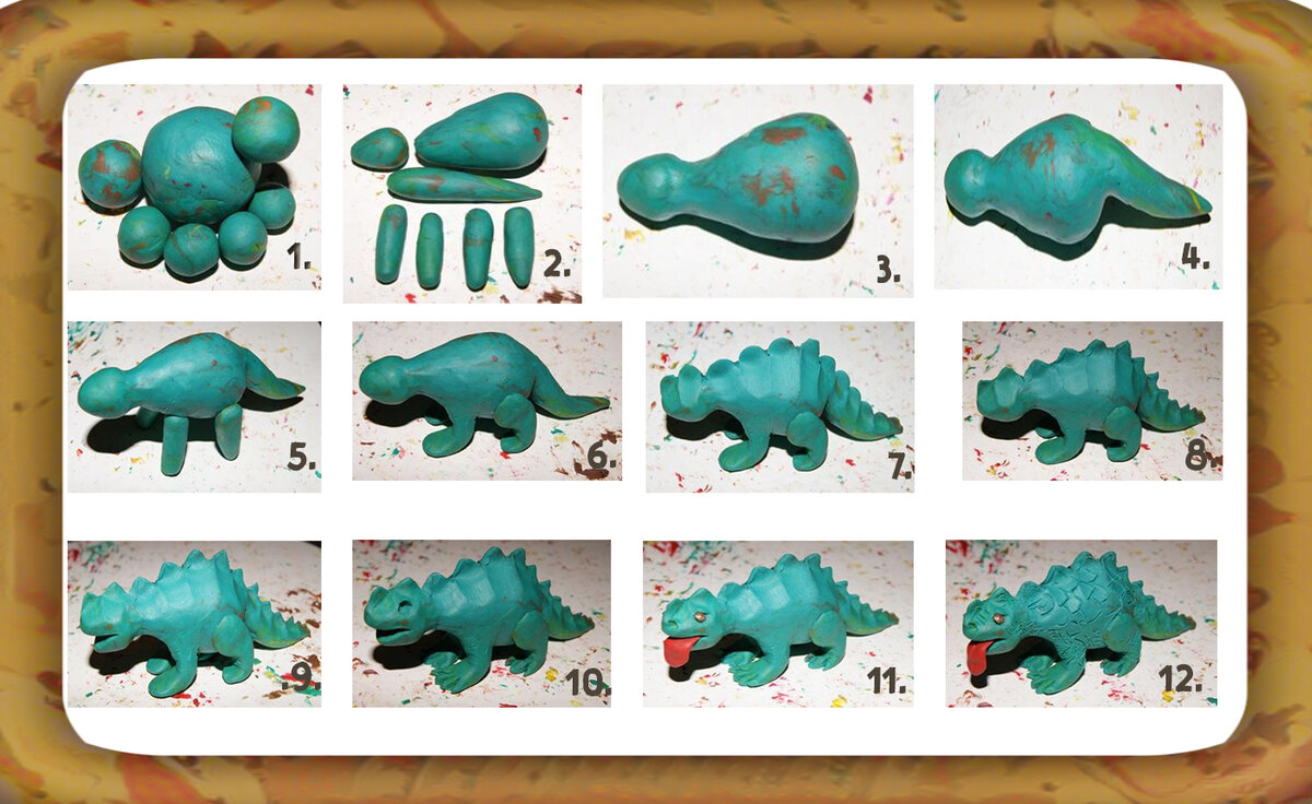 Как сделать динозавров из пластилина: пошаговый мастер-класс с фото👍 | Фиолетовая Бурёнка | Дзен