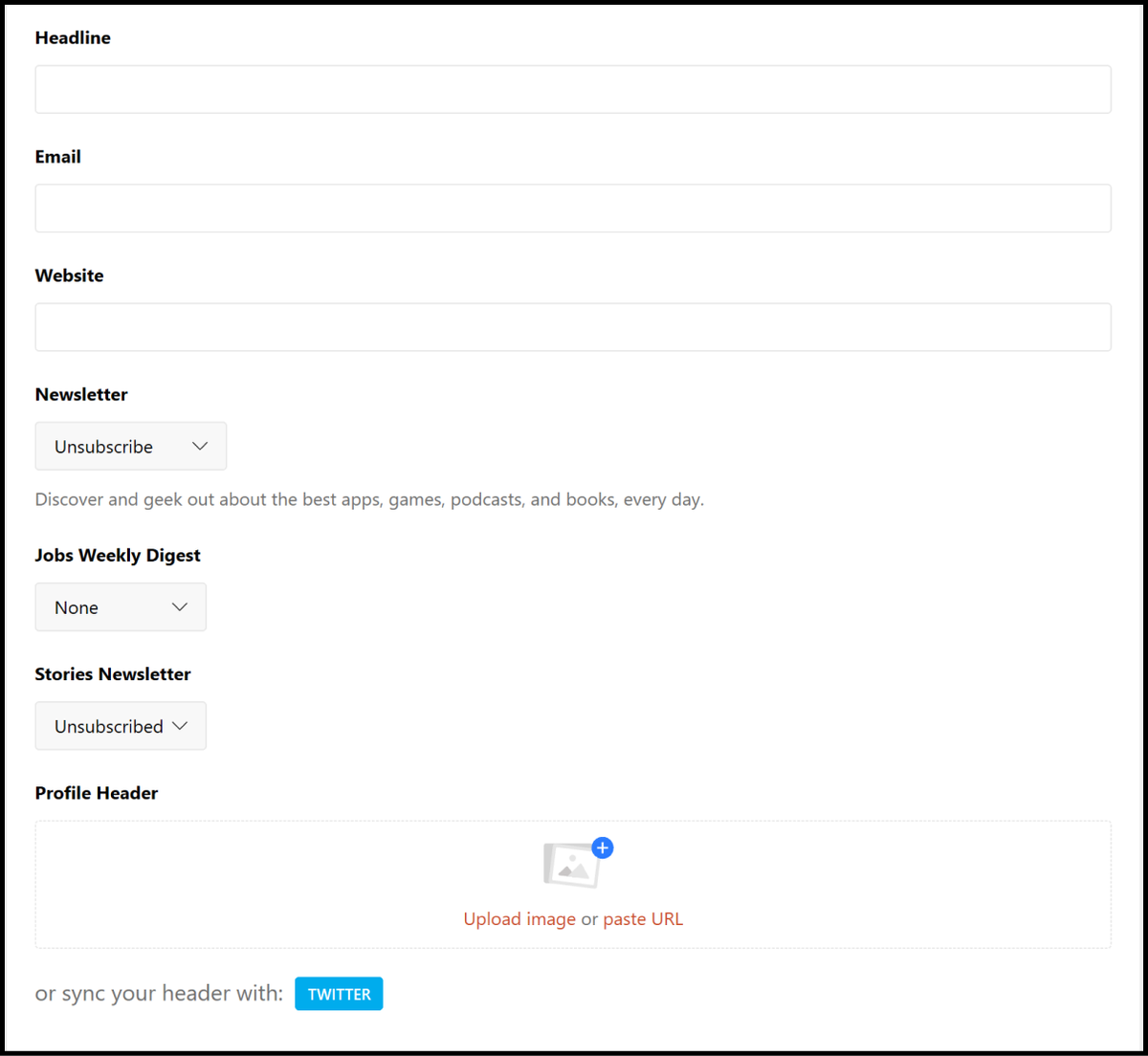 Заполните максимальное количество полей профиля.
