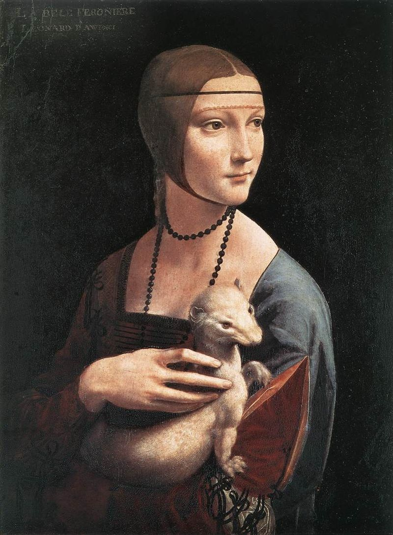 Леонардо да Винчи Дама с горностаем. 1489–1490, Национальный музей, Краков