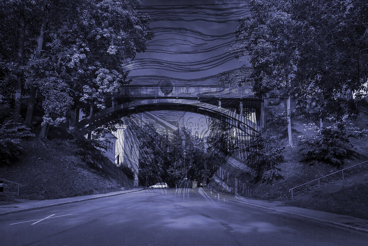 Чёртов мост. Фото автора + "Крик",  Мунк. Обработка автора