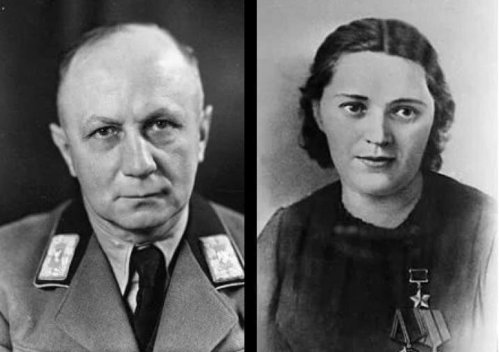 Кубе и его убийца Герой Советского Союза Елена Мазаник. Фото взято из открытых источников.