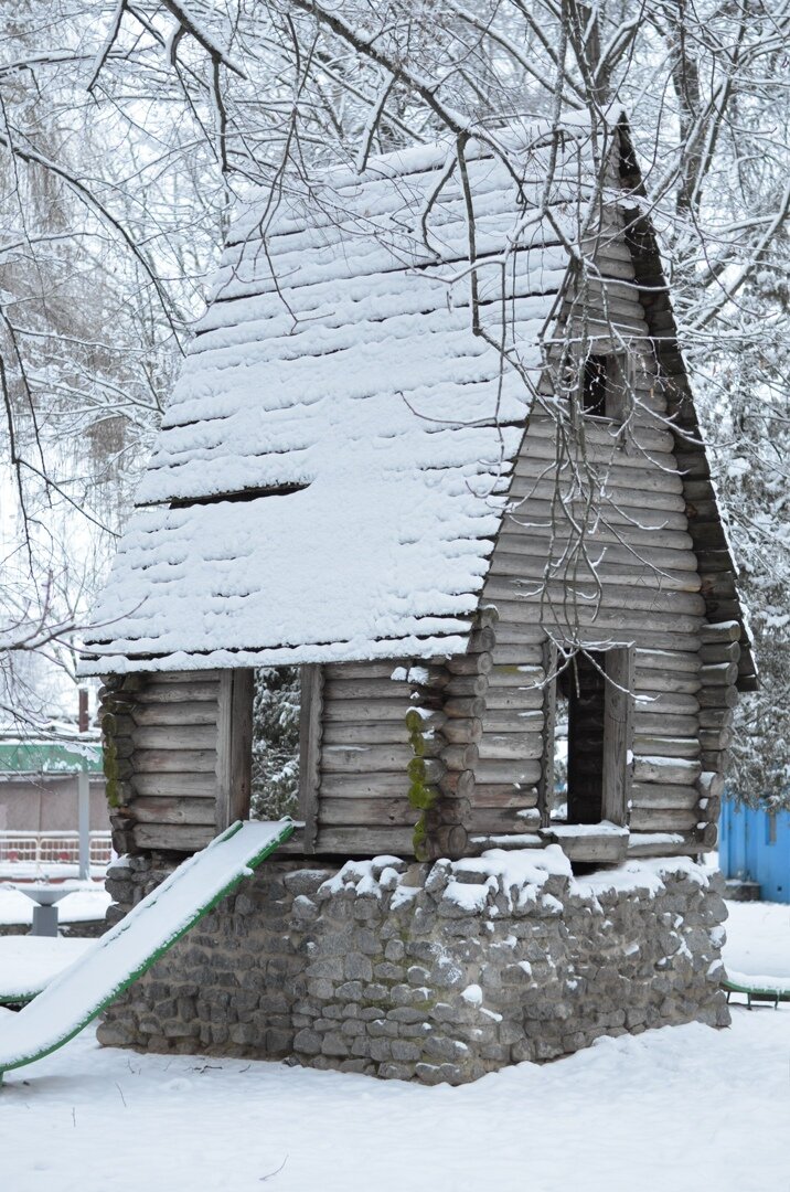 Домик с горками. Крыша тоже деревянная. (Фото из соц сетей)