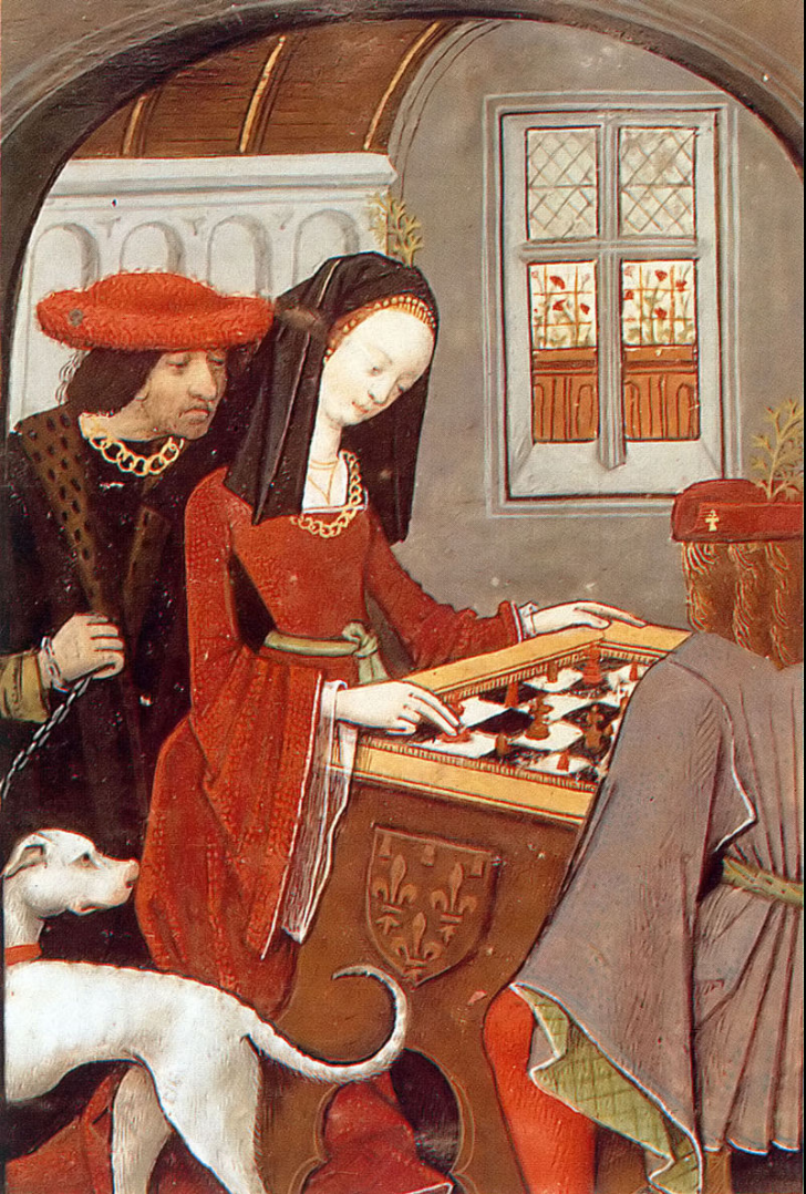 Карл Ангулемский и Луиза Савойская играют в шахматы. худ. Робине Тестар. ок. 1496 - 1498. Национальная французская библиотека.