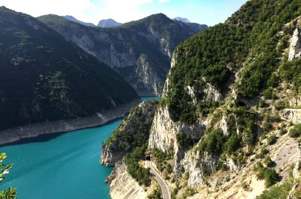 Темная хвоя действительно делает горы черными.