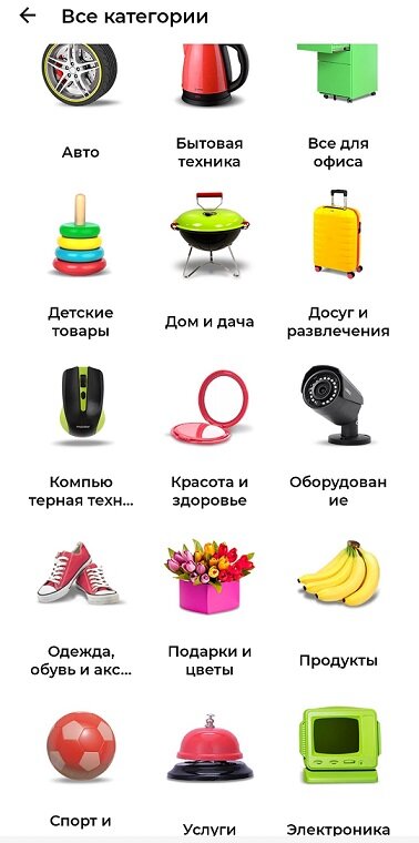 доступные категории