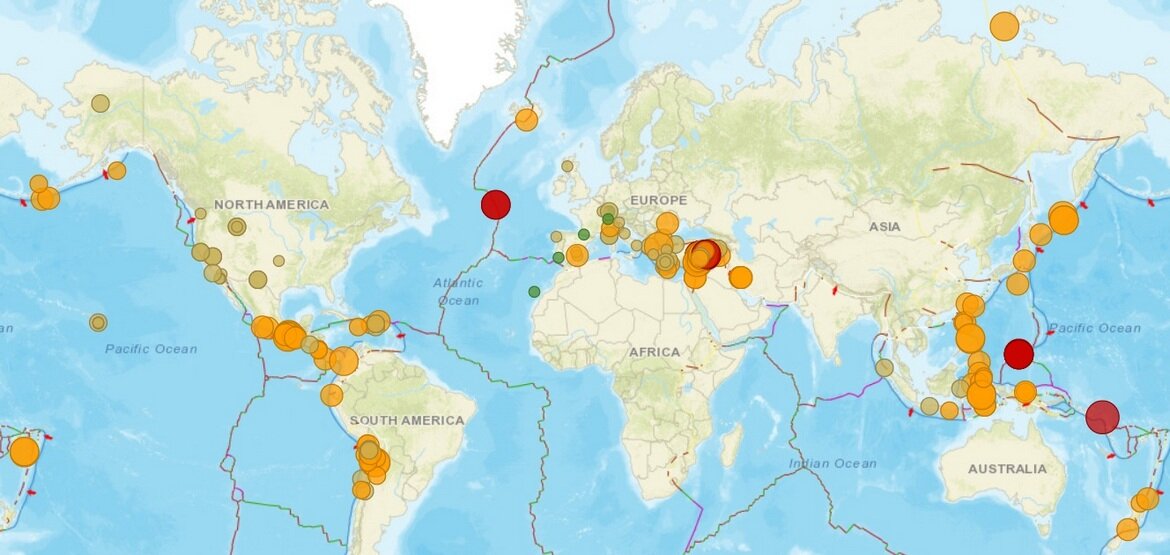 Карта сейсмоактивность онлайн