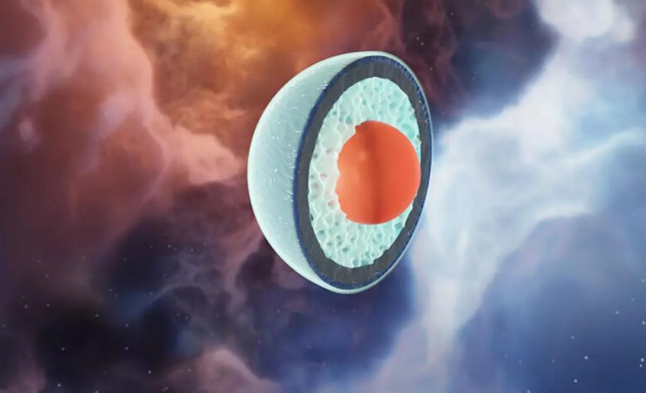 Авторская концепция слоев нейтронной звезды, включая ядро кварка.