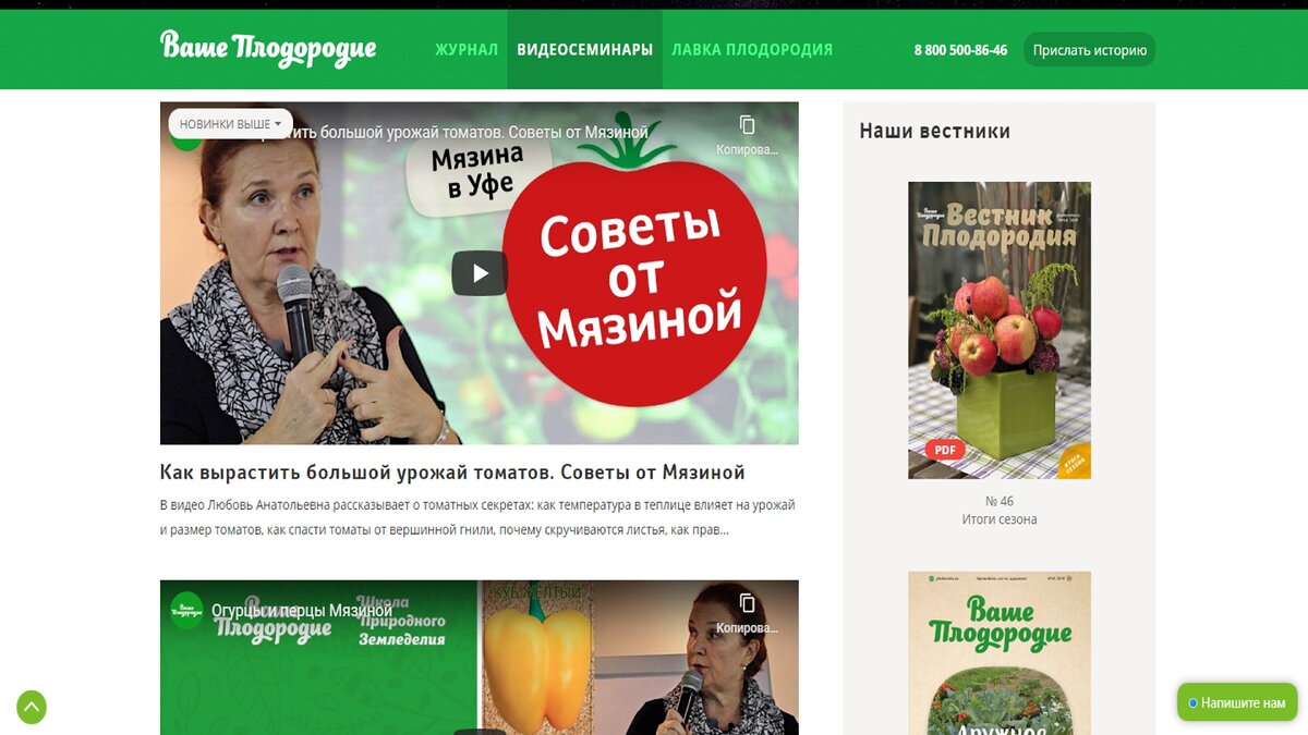 Раздел сайта видеоматериалы.