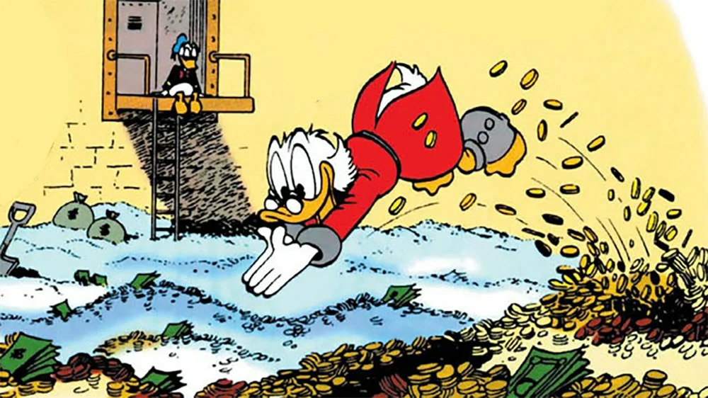 Скрудж купается в золоте. Скрудж макдак купается в деньгах. Scrooge MCDUCK Carl Barks. Скрудж макдак в золоте. Скрудж макдак ныряет в деньги.