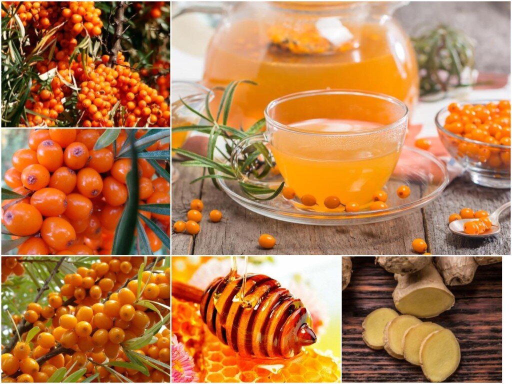 Облепиховый чай с имбирём и мёдом 