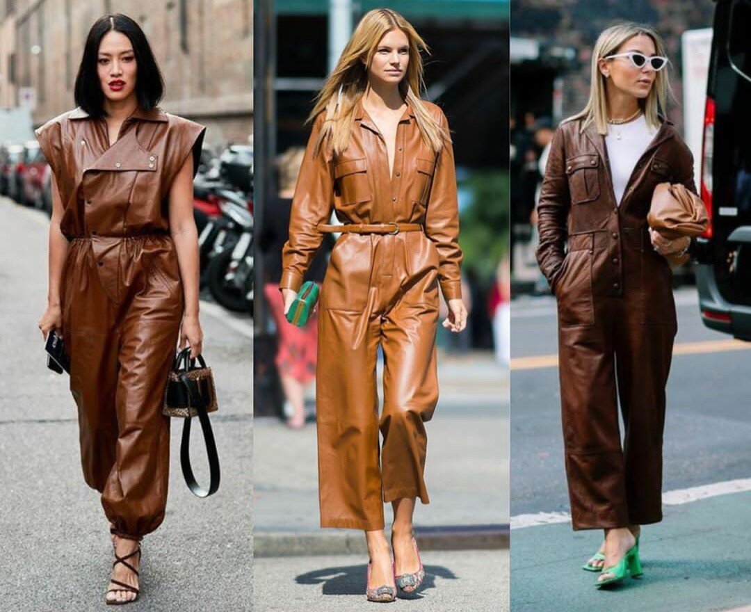 Образы с женскими кожаными комбинезонами: фото и советы стилистов