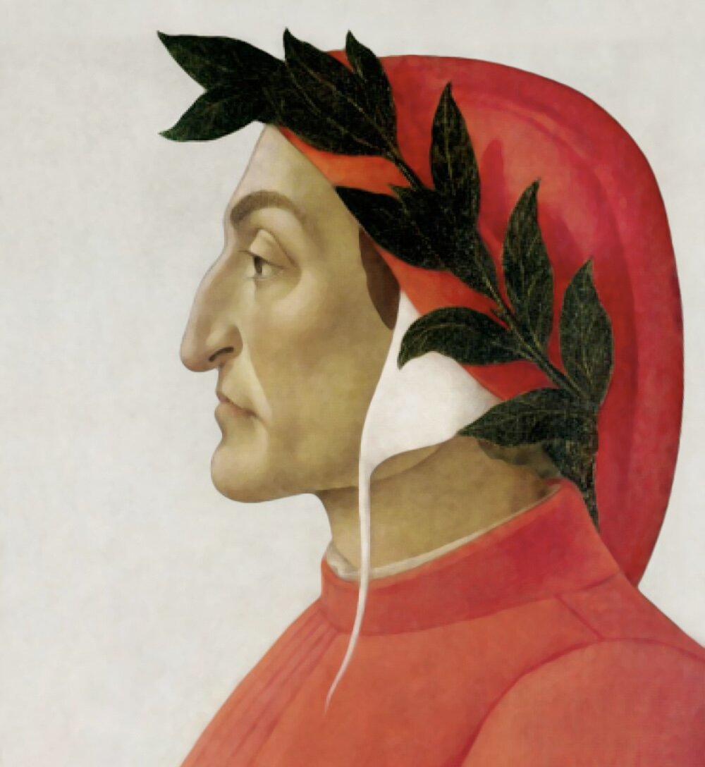 Posthumous portrait of Dante in tempera by Sandro Botticelli, 1495 
