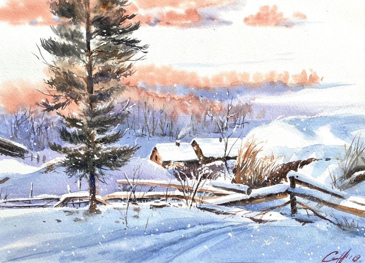 https://www.livemaster.ru/item/29165393-kartiny-i-panno-kartina-akvarelyu-snezhnyj-dekabr