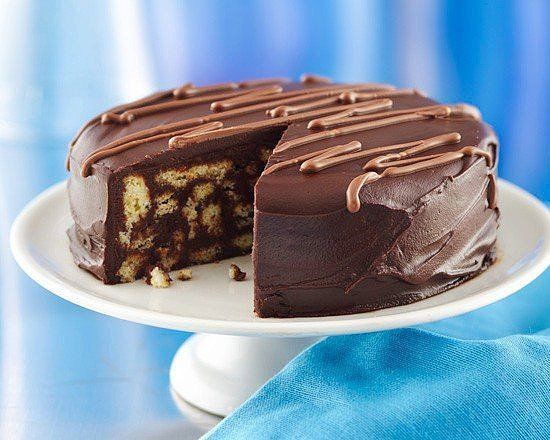 Торт из печенья без выпечки с шоколадной начинкой