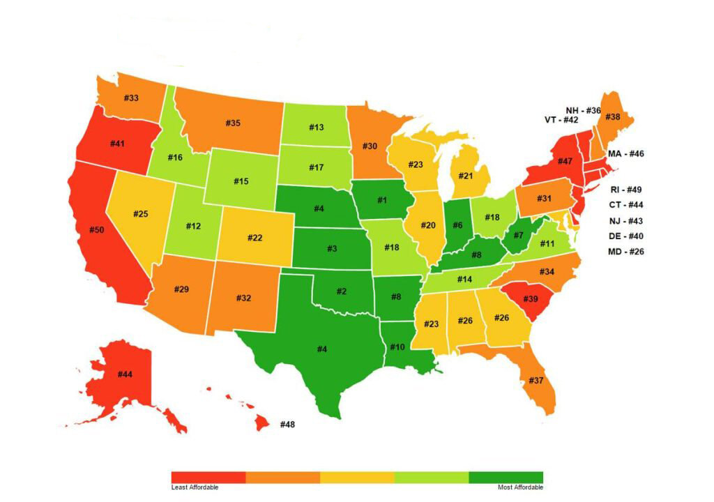 Стоимость жизни в разных штатах США