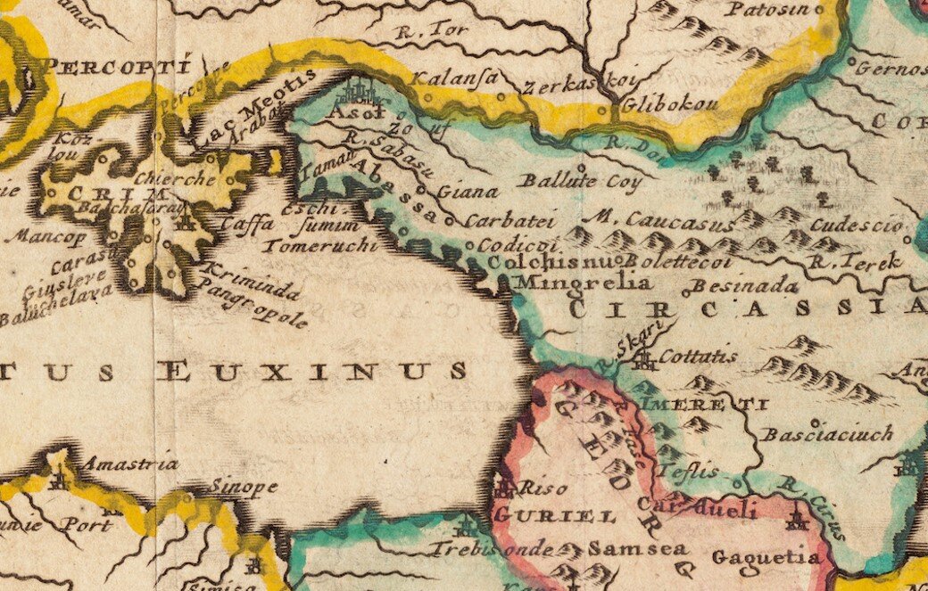 Piter Van der Aa. De Landschappen der Percoptize en Nogaize Tartares, Circassen. Leiden, 1707.