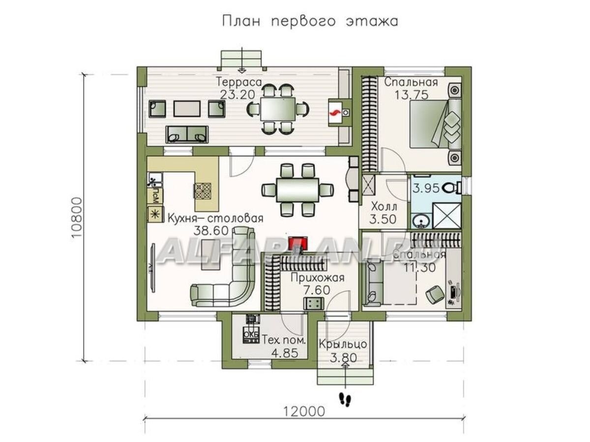 Планировка дома по проекту "Альфа" 10101в © Владимир Тарасов