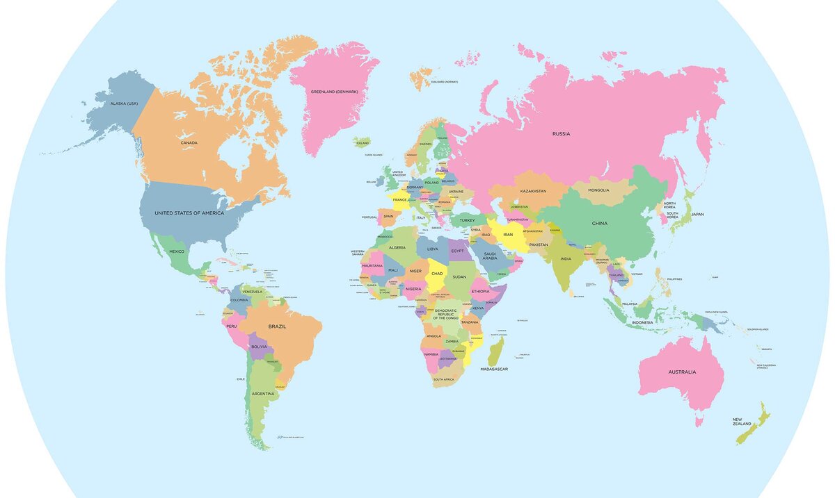 Политическая карта мира цветная
