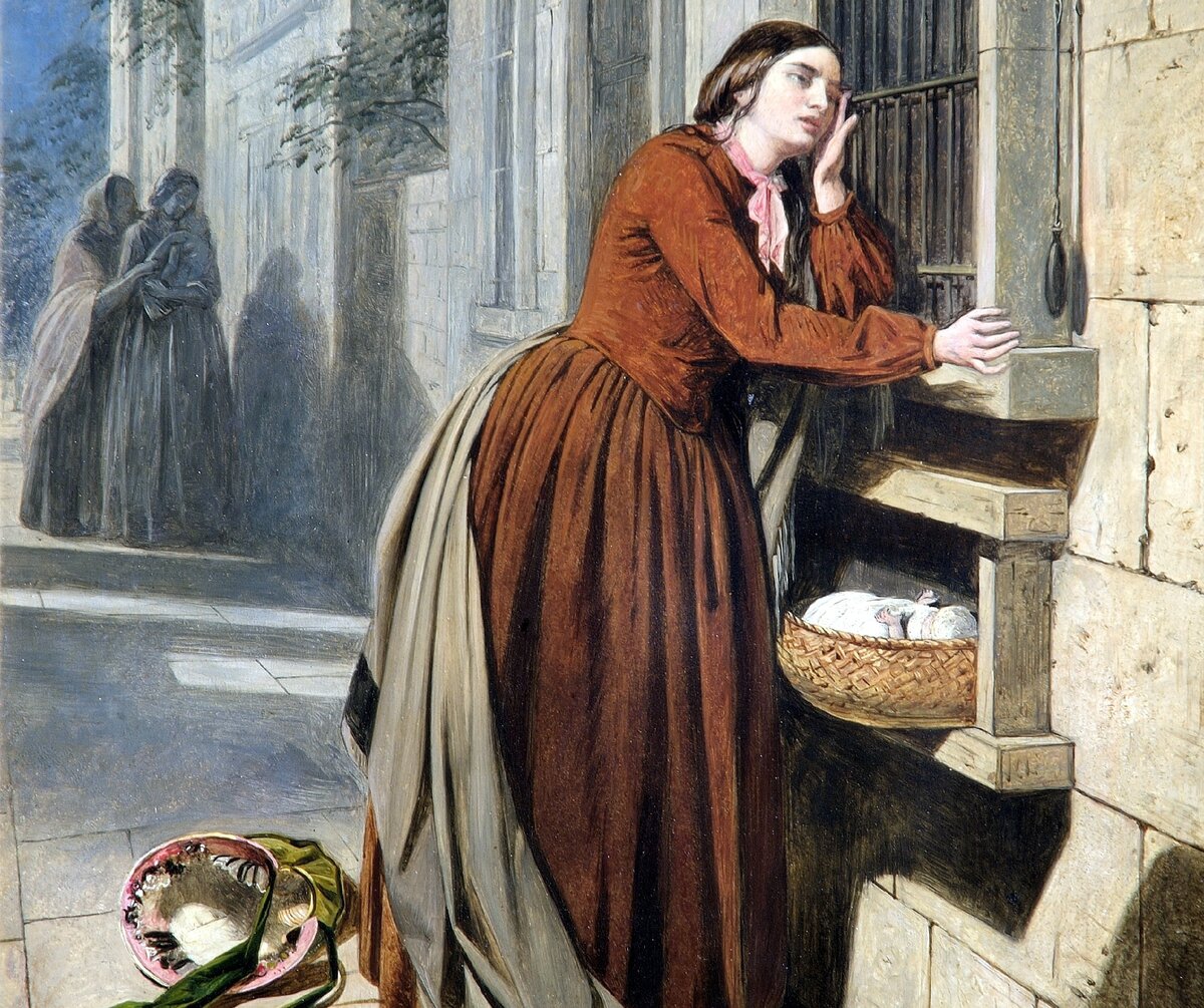 Генри Нельсон О’Нил «Мать, отдающая своего ребенка в Воспитательный дом в Париже», фрагмент