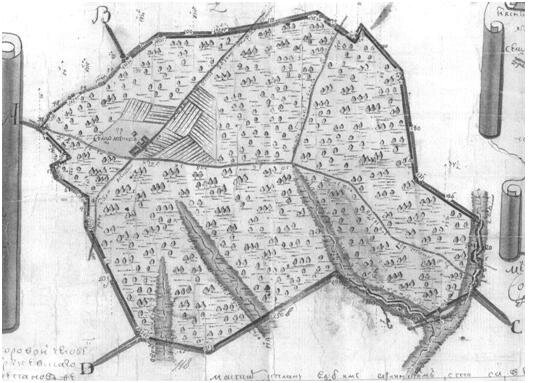 Геометрический специальный план  генерального межевания 1766 г. сельца Маркова