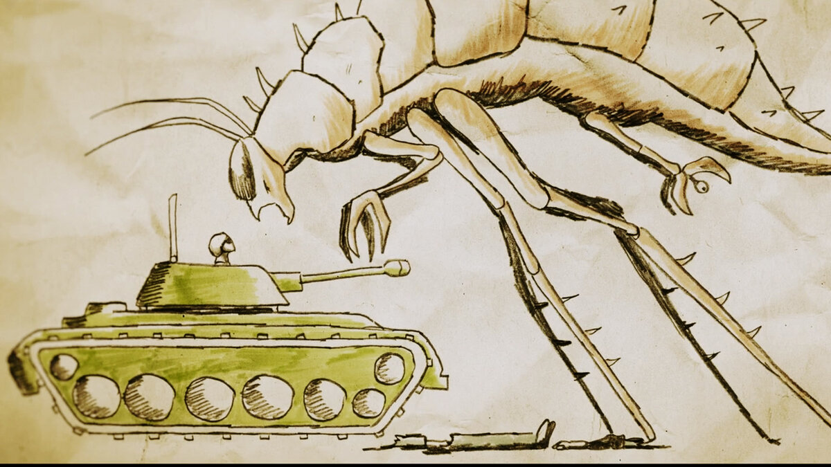 Кадр из фильма ( теперь чтобы убить таракана нужен был танк)