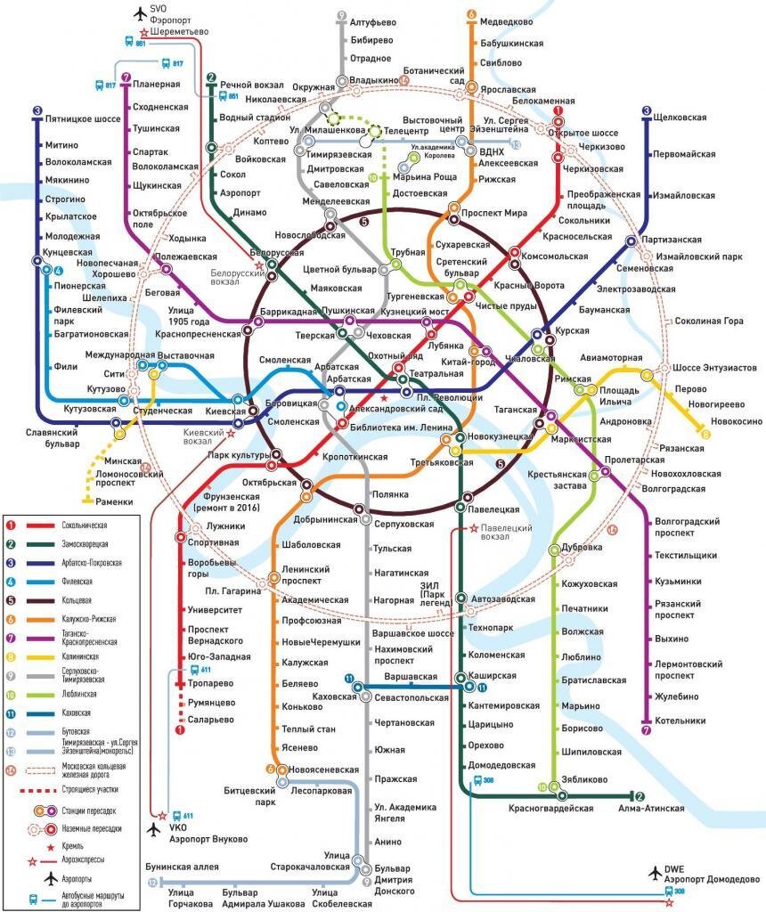 Новая карта метро москва