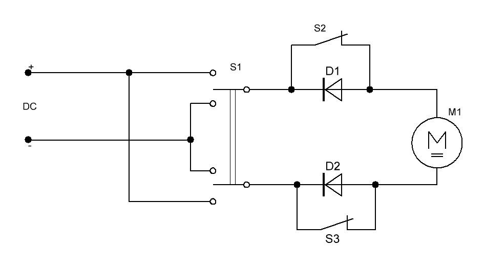 Реверс двигателя постоянного тока с концевиками схема