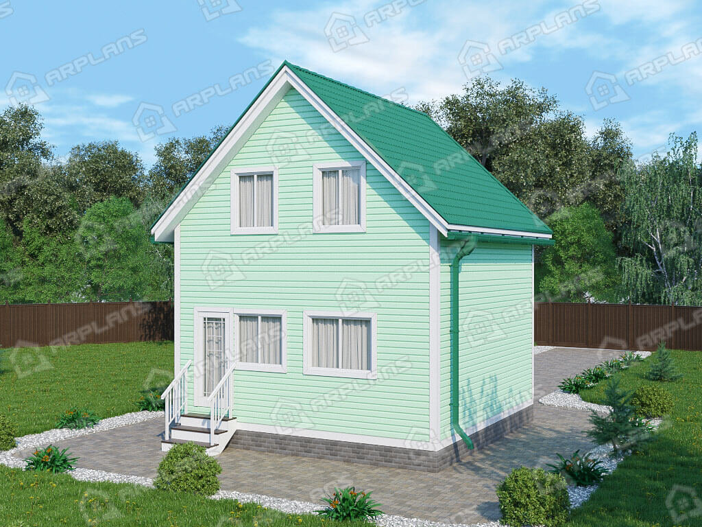 Фото 2 двухэтажного каркасного дома с мансардой и 2 спальнями. Общая площадь 60 кв м. Источник arplans.ru Проект И-040