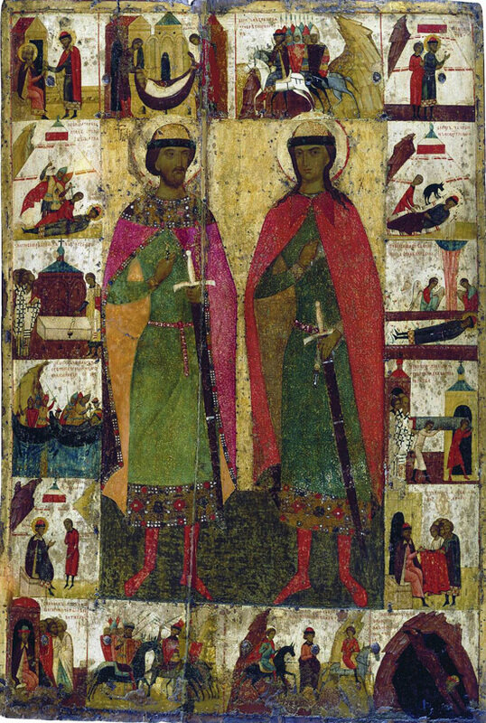 Борис и Глеб с житием. Вторая половина XIV века. Государственная Третьяковская галерея