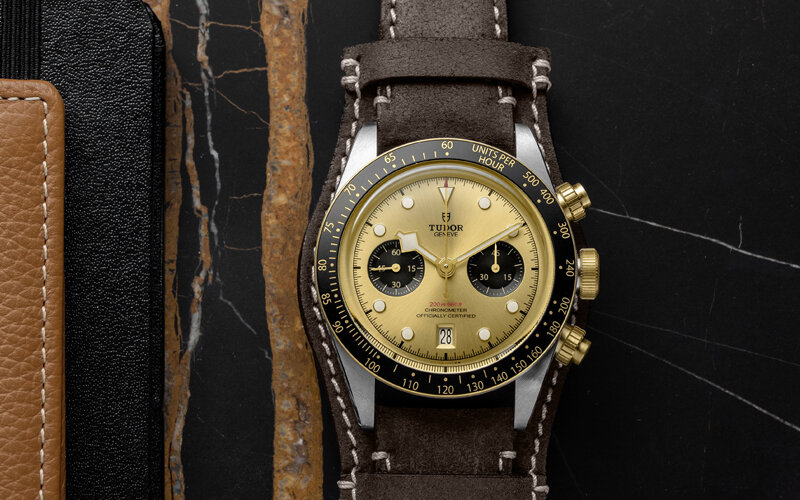 Хронограф Black Bay Chrono S&G в 41 мм корпусе из стали с полированной и сатинированной отделкой и желтого золота на кожаном ремешке