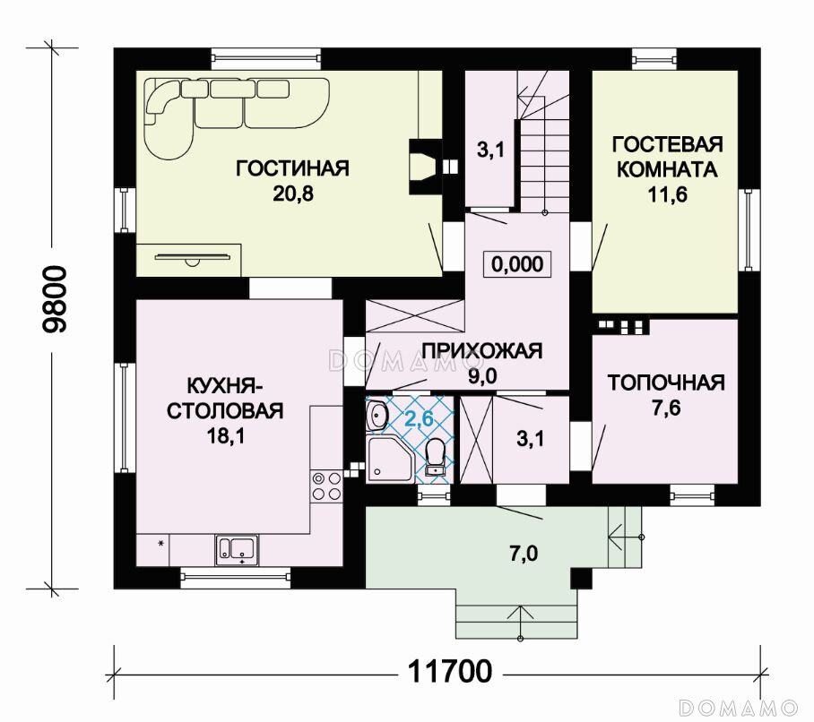 Проект дома из газобетона 3 спальни