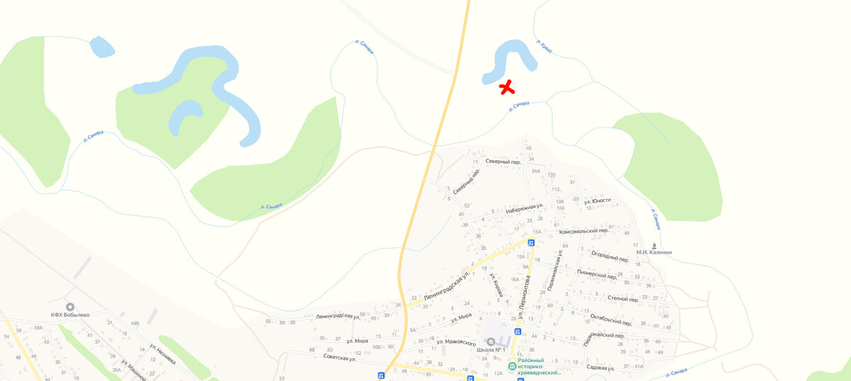 Красным крестиком отмечено место расположение нашего палаточного городка.