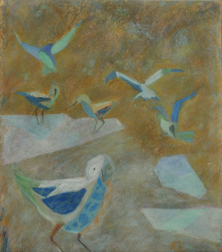 Весна и чайки, Попова Марина, г. Иркутск, пастель,, бумага, 2004 г.