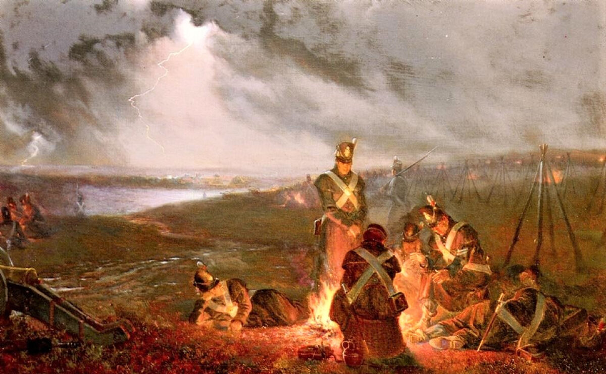 Но тих был наш. Бивак 1812. Бивак 1812 года Бородино. Картина бивуак Бивак. Бивак Наполеона картина.