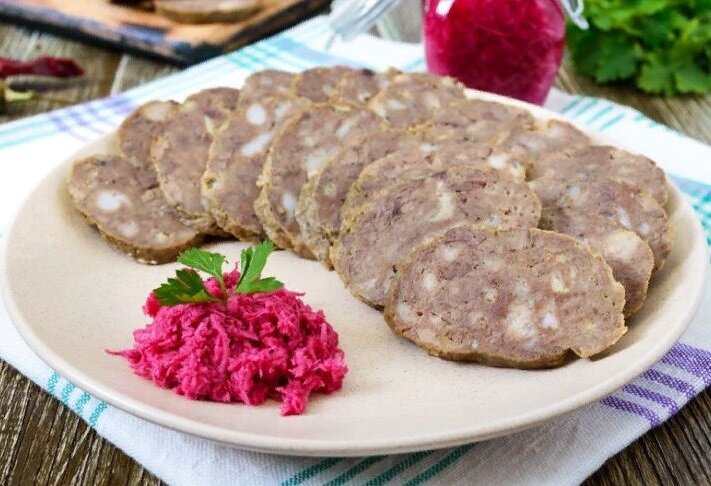 Домашняя  печеночная колбаса из говяжьей печени
