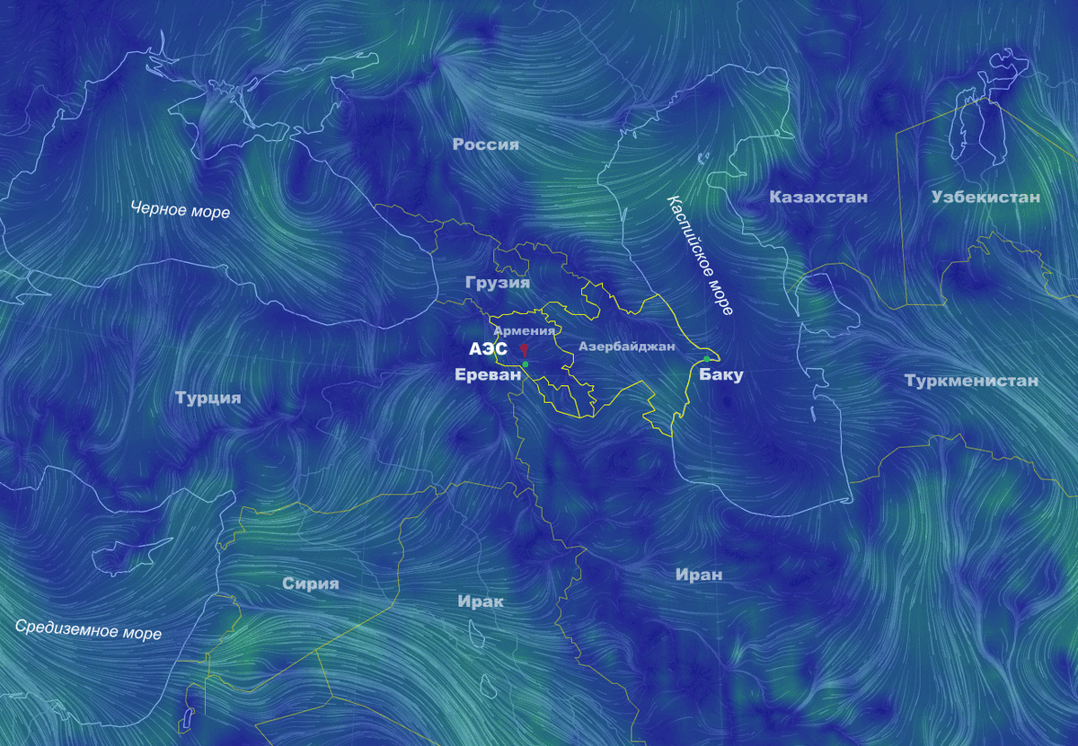 Иллюстрация автора, по результатам моделирования на основе глобальной карты ветров. Промежуток 30 дней.