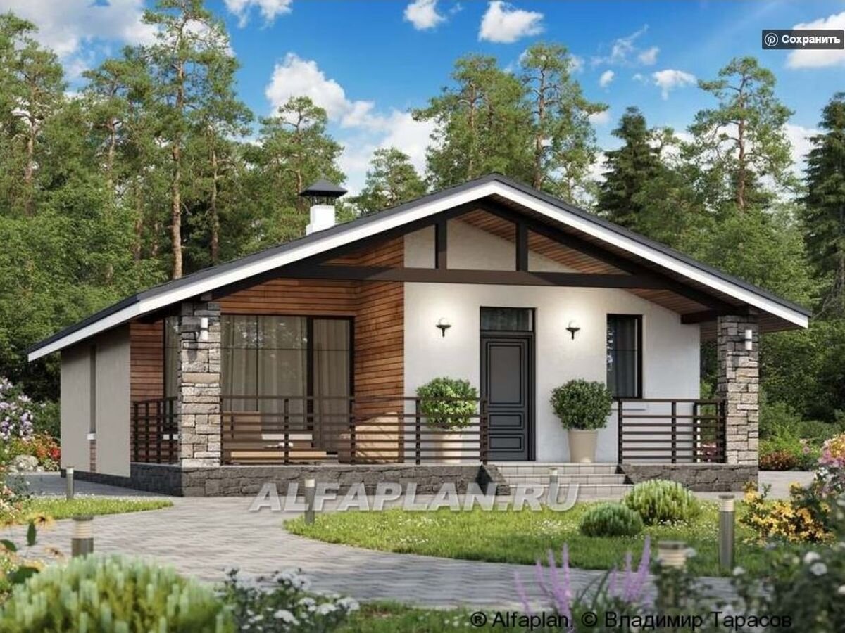 Проект одноэтажного дома 619А «Родия», © Владимир Тарасов 