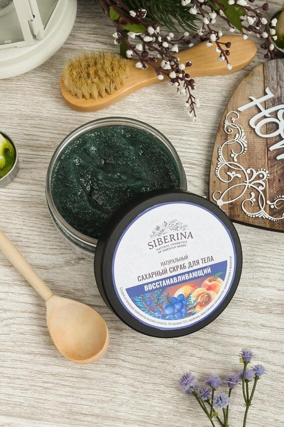 Сахарный скраб для тела "Восстанавливающий". Великолепно очищает кожу тела, не травмируя и не повреждая её. Натуральные компоненты устраняют шелушение, выравнивая текстуру кожи, делая её нежной и бархатистой. После применения средства усиливается кровообращение, клетки кожи обогащаются кислородом.