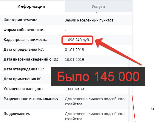 Изменение кадастровой стоимости участка