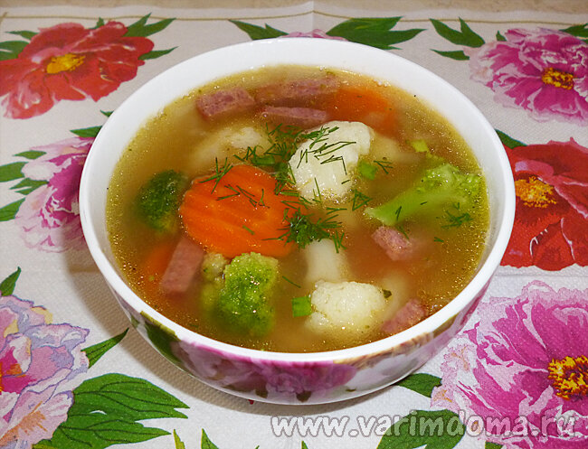 Овощной суп из цветной капусты и брокколи