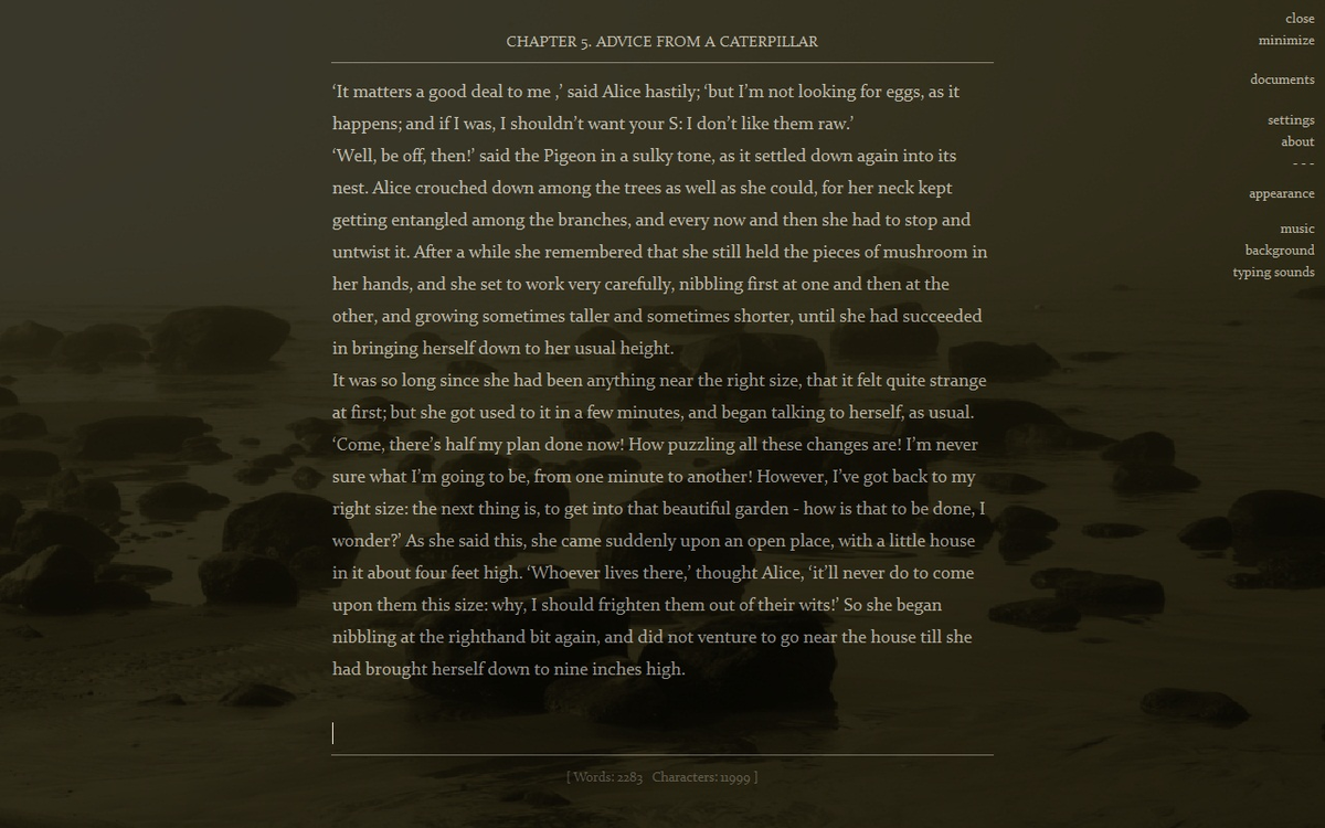 Фон в ZenWriter 3 можно изменять